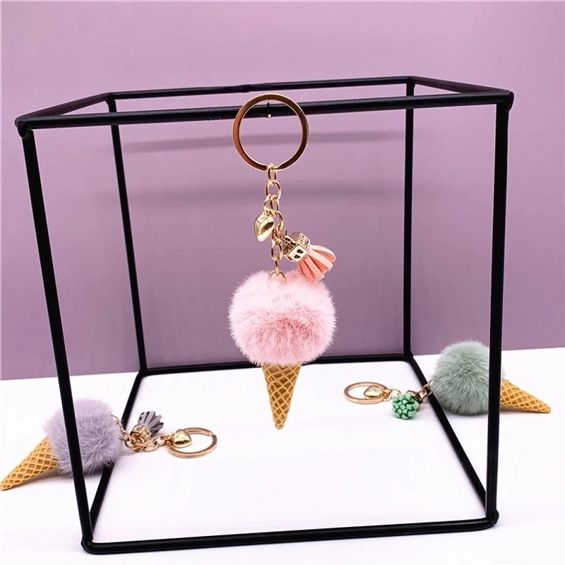 Fluffy Ice Cream Keychain