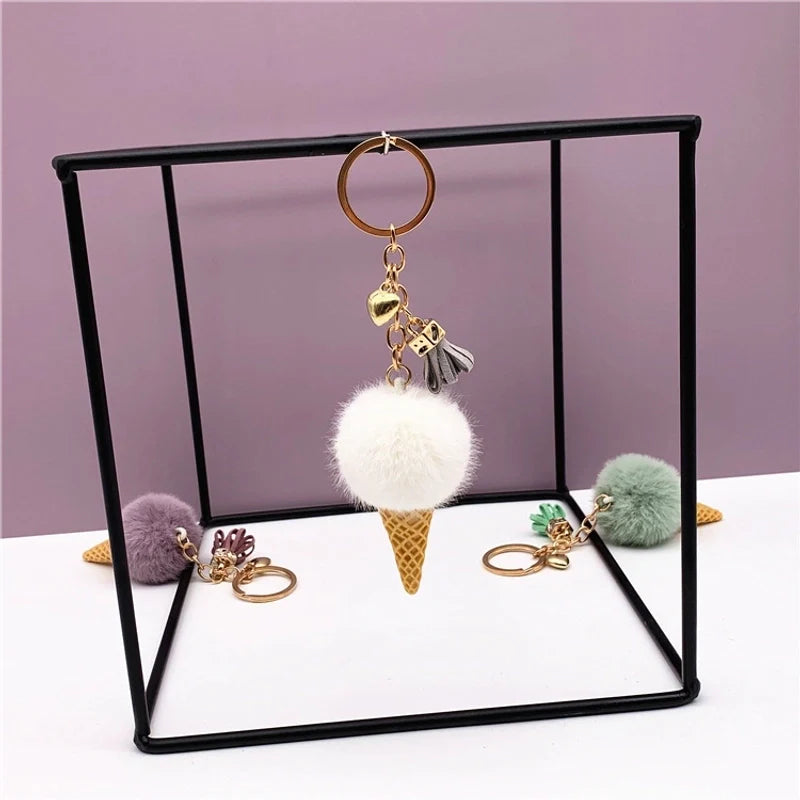 Fluffy Ice Cream Keychain