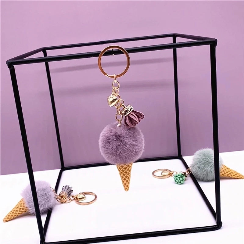 Fluffy Ice Cream Keychain