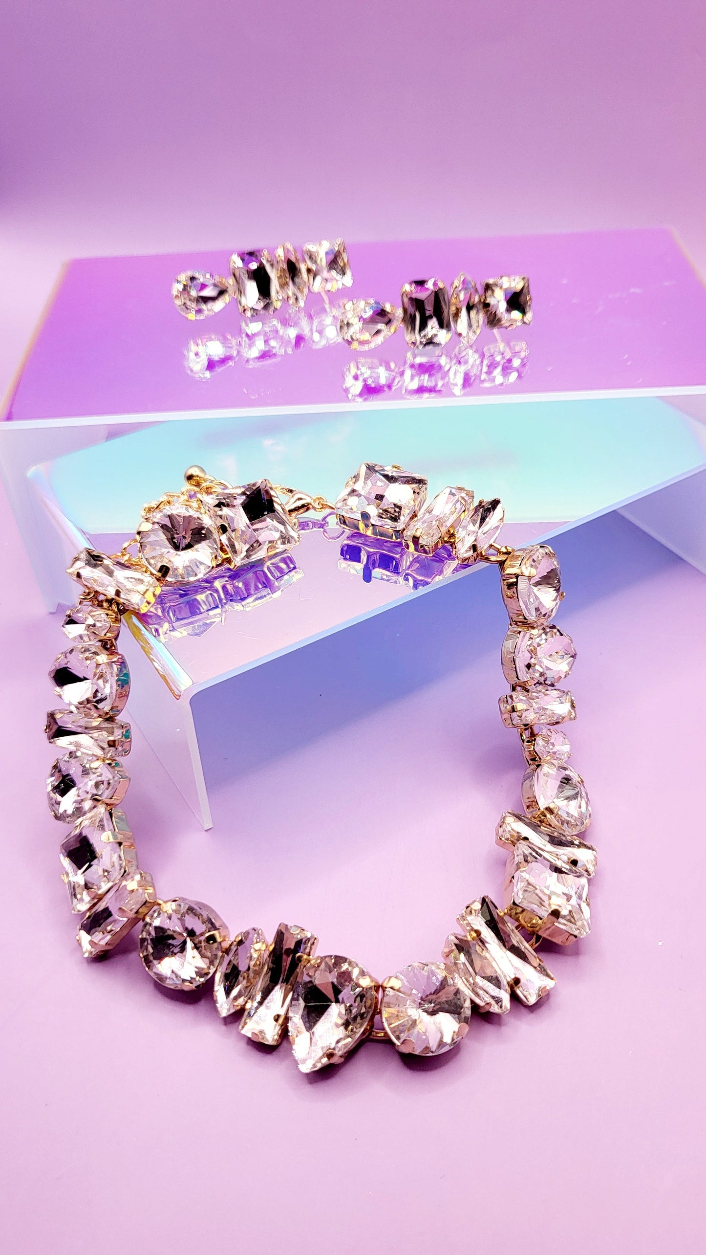 Aminra Jeweled Set Necklace with Earrings