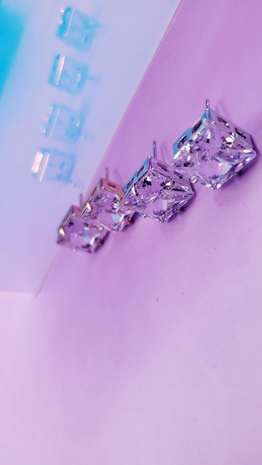 Princess Cut Stud Earrings