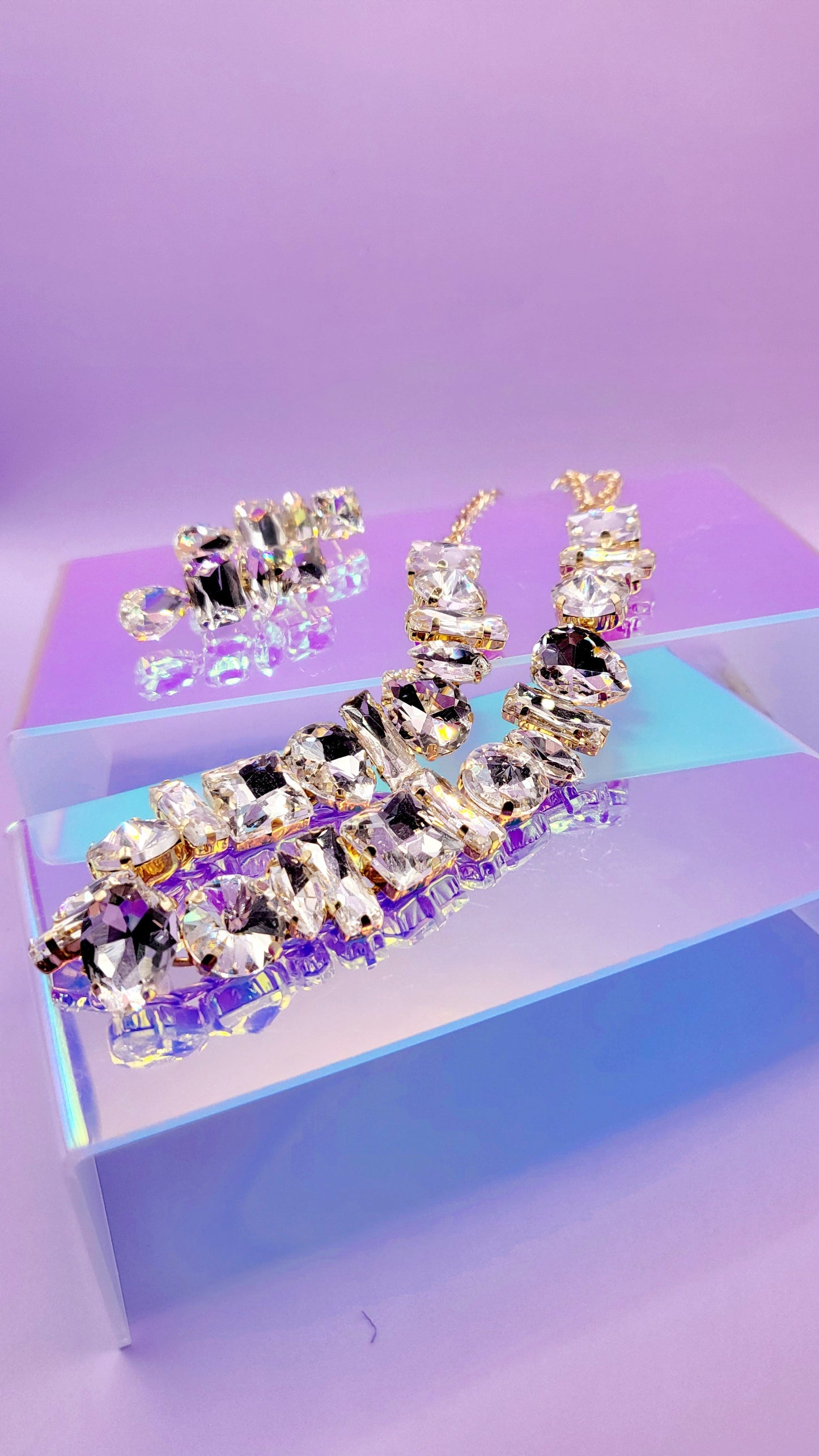 Aminra Jeweled Set Necklace with Earrings