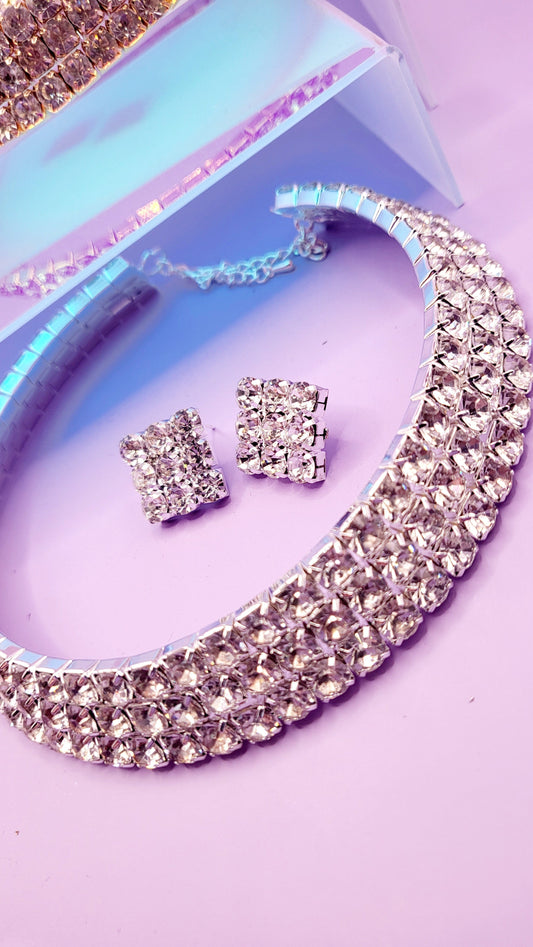 Moonlight Glam Choker and Earrings