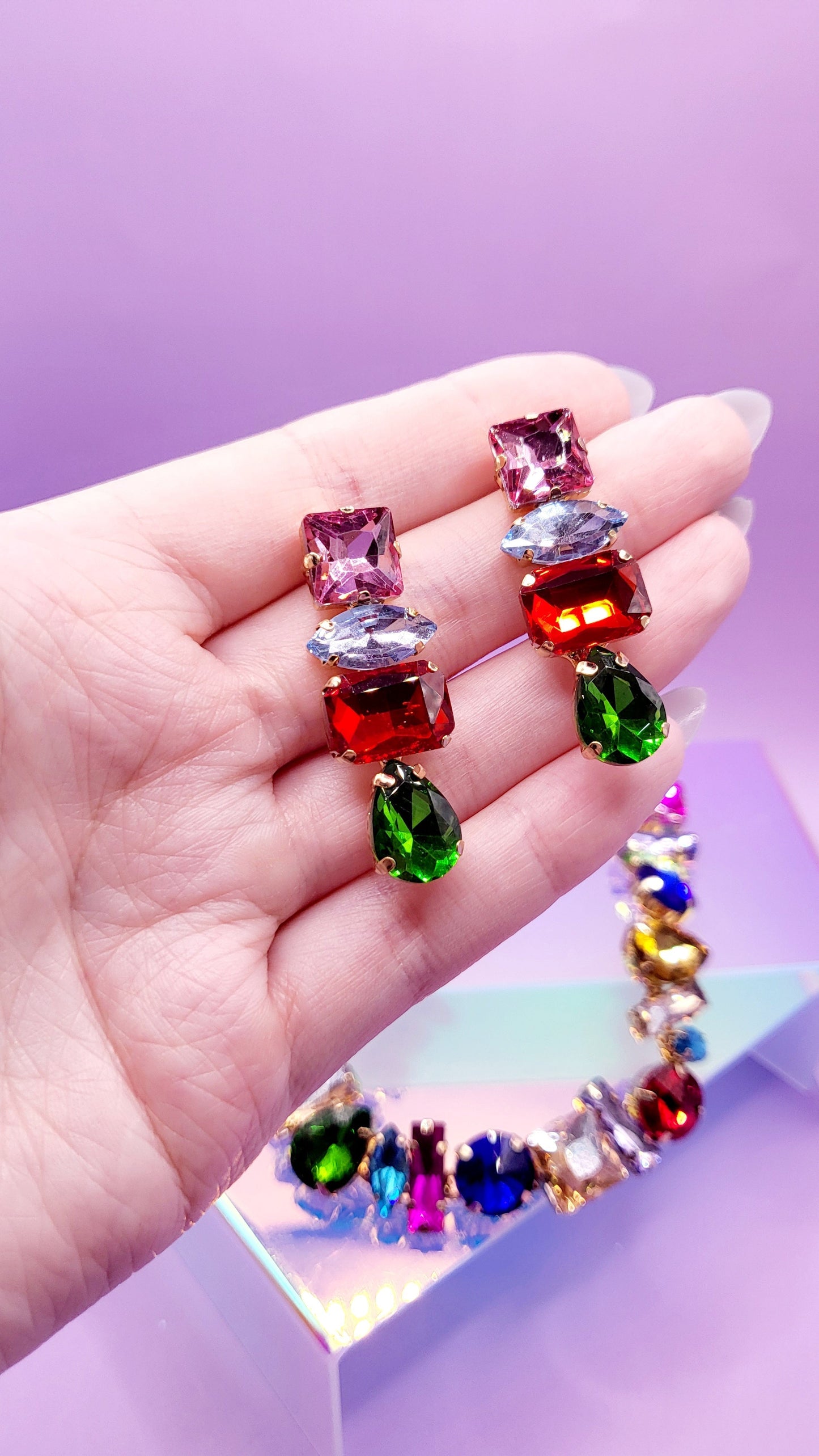 Aminra Jeweled Set Necklace with Earrings