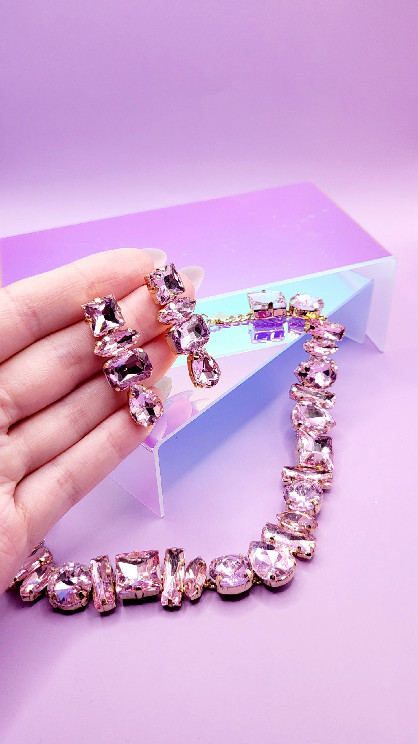 Aminra Jeweled Set Necklace with Earrings